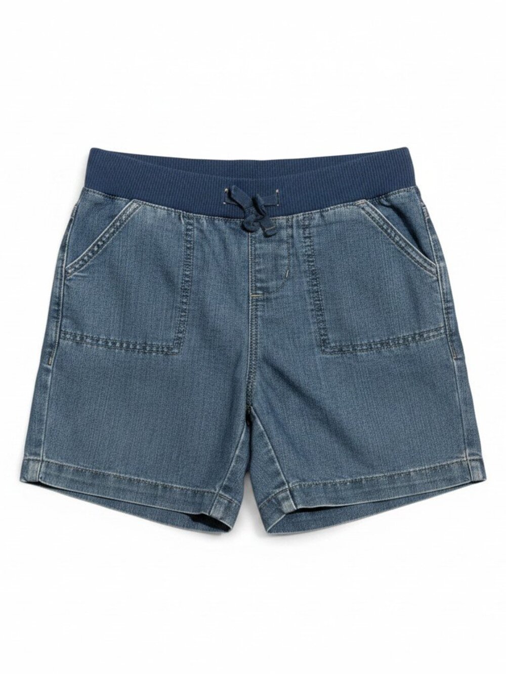 ​👖 Faded Glory Pull-On Denim Shorts Girl's Size Medium 7-8 Stretchy Waist